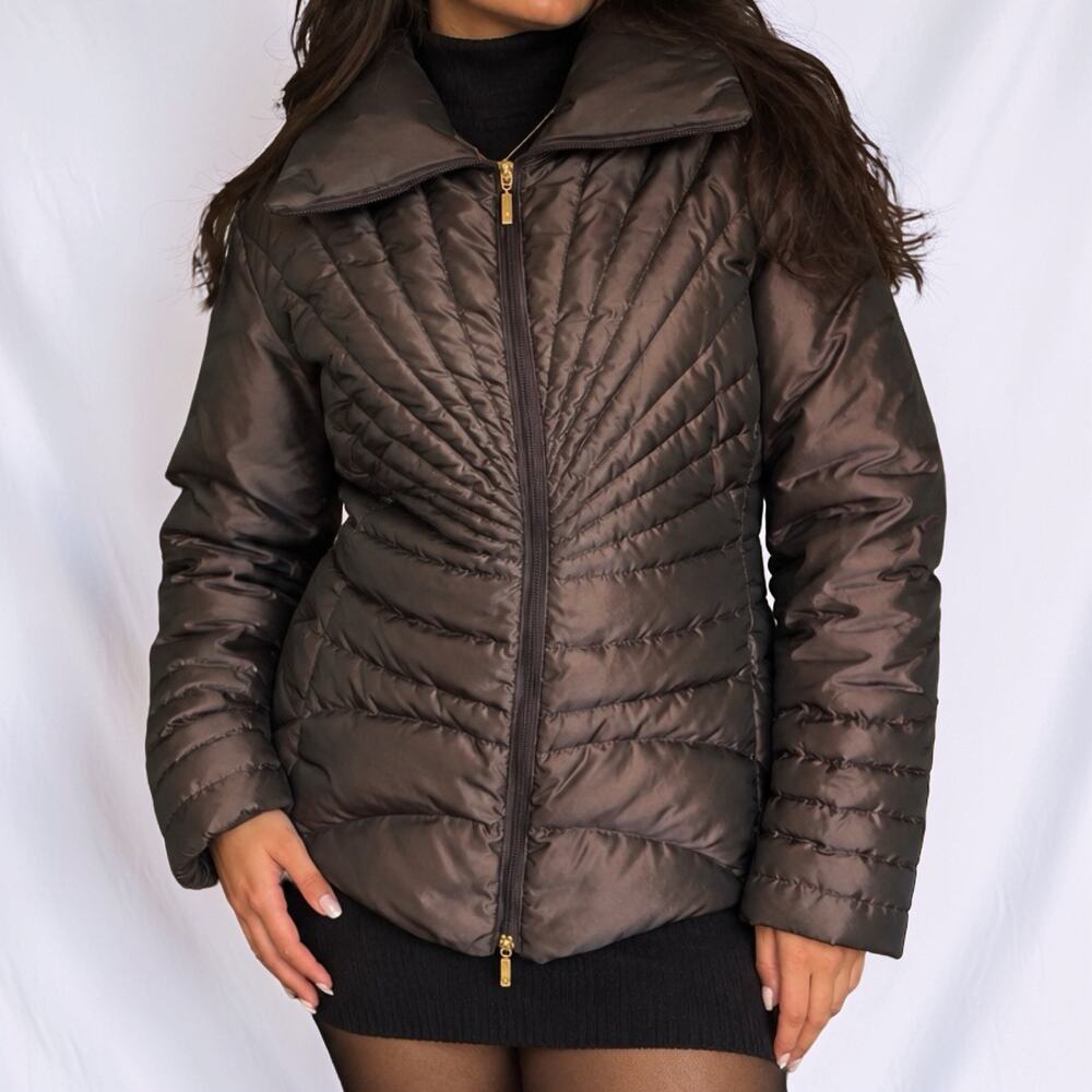 Vintage Y2K Moncler Metallic Brown Quilted Down Puffer Jacket Size 5